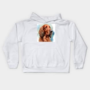 Watercolor Portrait of a Red Irish Setter Kids Hoodie